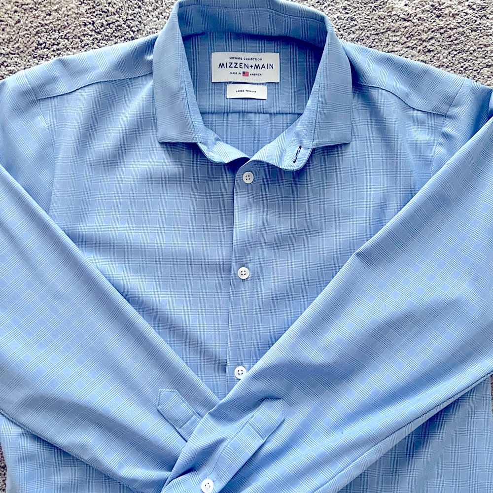 Mizzen + Main Men’s Dress Shirt Size Large Trim Fit